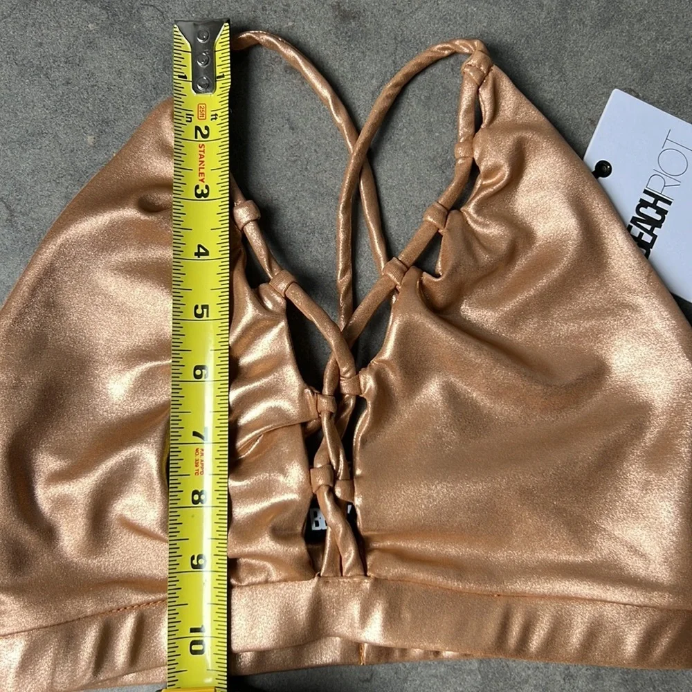 Beach Riot Metallic Rose Gold Nicolette Bra/Cropped Top Sz S NWT